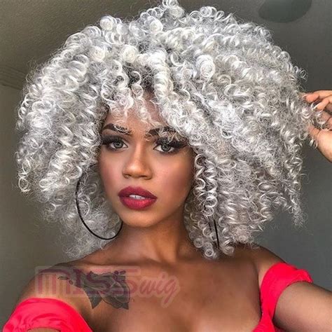 White Short Side Fringe Fluffy Afro Curly Synthetic Wig For Women Wish Real Hair Wigs Hair