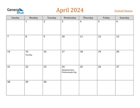 April 2024 Calendar With Holidays Usa Printable - 2024 CALENDAR PRINTABLE