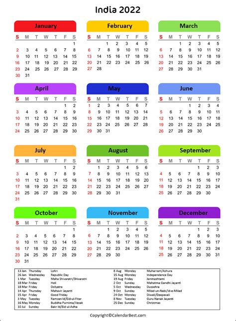 Calendar 2022 Indian Holidays Latest News Update