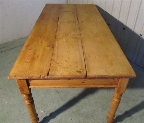 Antique farmhouse tables, welsh pine farmhouse kitchen table. Victorian Rustic Pine 3 Plank Kitchen Table - Antiques Atlas