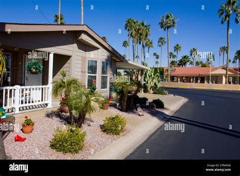 Palm Gardens, a 55+ gated retirement community, Mesa, AZ, USA Stock