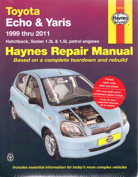 Toyota Echo Yaris 1999 2011 Haynes Service Repair Manual Australia