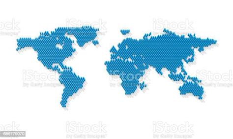 Blue Dotted World Map Stock Illustration Download Image Now