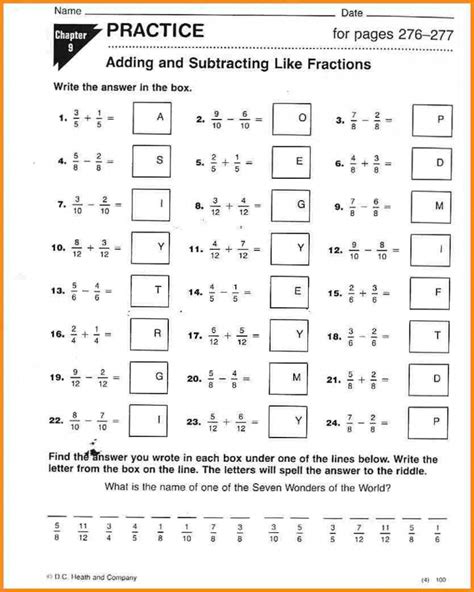 7th Grade Math Printable Worksheets With Answers Math Worksheets