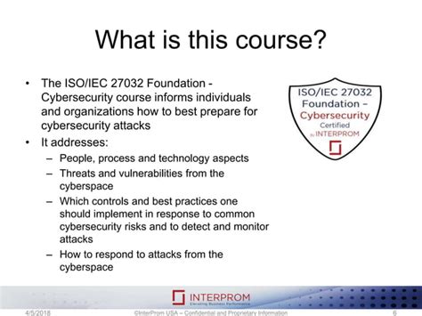 Iso Iec 27032 Foundation Cybersecurity Training Course