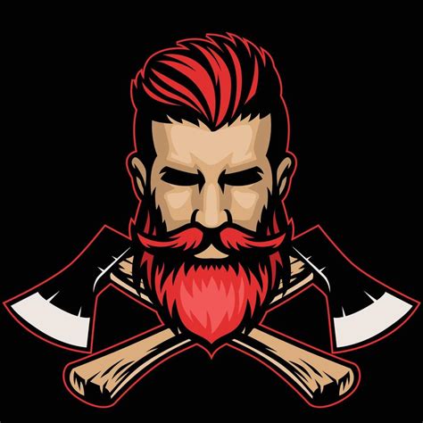 Bearded Hipster Lumberjack Head With Crossed Axes 22939601 Vector Art At Vecteezy