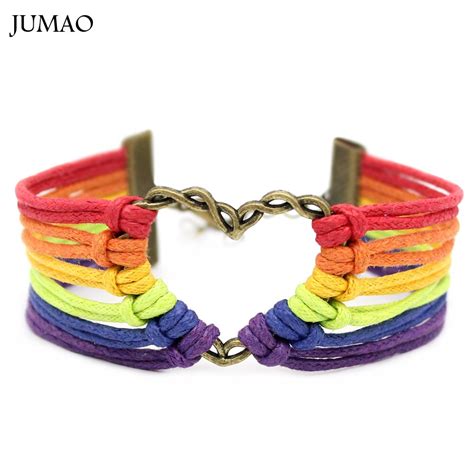 Rainbow Flag Pride Lgbt Charm Heart Braided Bracelet Gay Lesbian Love