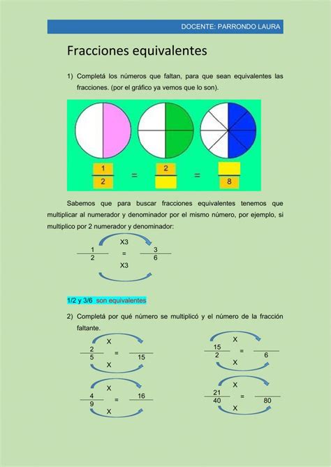 Fracciones Equivalentes Ficha Interactiva Y Descargable Puedes Hacer Los Ejercicios Online O
