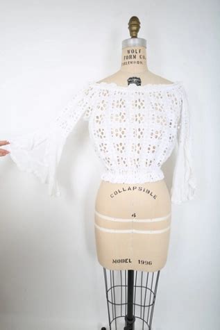 White Eyelet Crop Top Blouse Selected By Love Rocks Vintage Free People