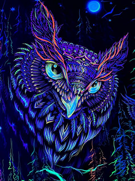 Art Print Night Owl Tapestry Art Midnight Owls Etsy