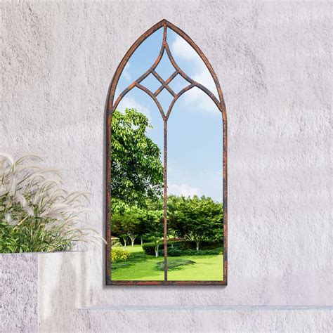 Kirkby Metal Arch Shaped Gothic Effect Garden Mirror Garden Mirror