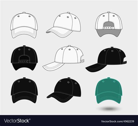 Baseball Cap Back Front And Side View Royalty Free Vector