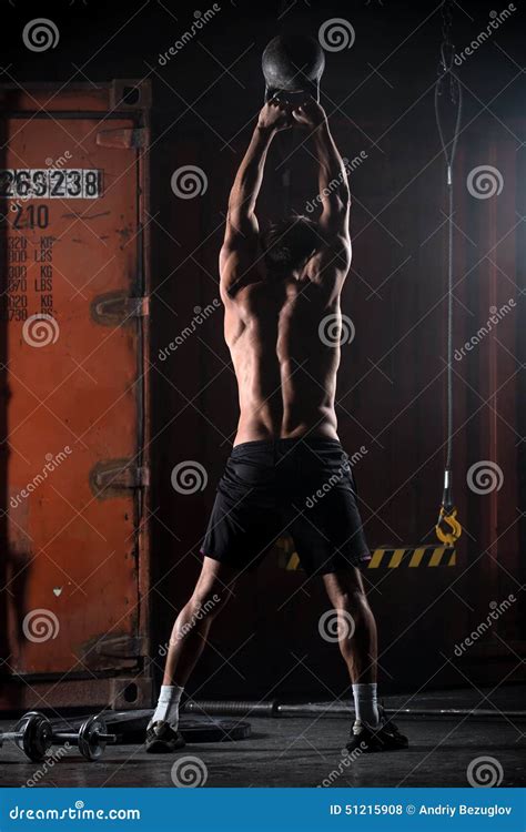 Beautiful Athlete Doing Kettlebell Swings View Stock Photo Image Of