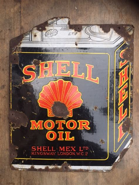 Shell Motor Oil Enamel Sign Sold Vintage Automobilia