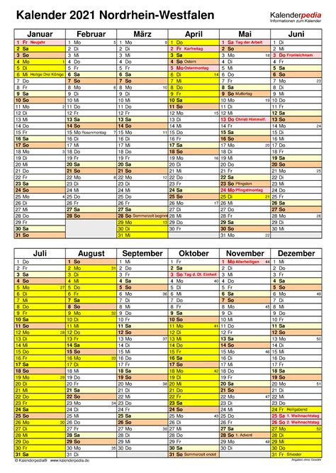 Excel Druckvorlage Kalender 2021 Nrw Zum Ausdrucken Kostenlos Ayva
