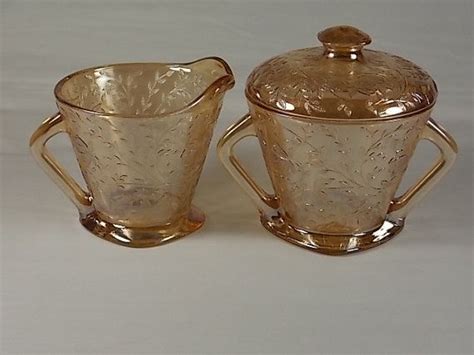 1950 S Jeannette Louisa Floragold Creamer And Covered Etsy Lidded Sugar Bowl Covered Sugar