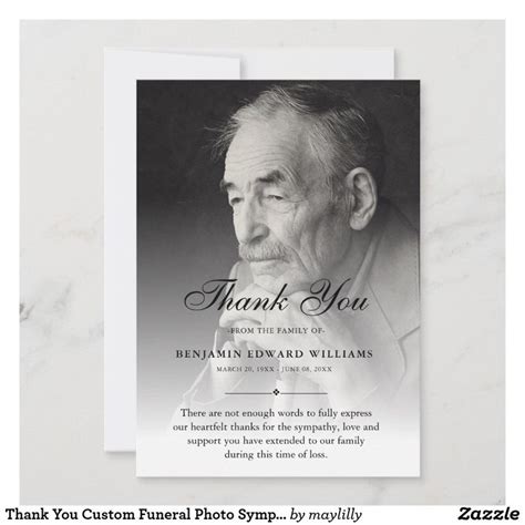 Thank You Custom Funeral Photo Sympathy Grief Funeral