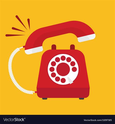 Retro Styled Red Telephone Ringing Royalty Free Vector Image