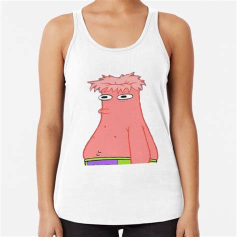 Patrick Star Head Ripped Off Racerback Tank Top By Marcoriccione