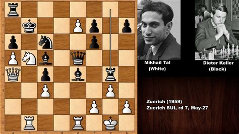 Attacking Chess Mikhail Tal Vs Dieter Keller Zuerich 1959 Youtube