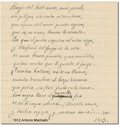 Original Escrito En 1912 Por Antonio Machado Del Poema “huye Del Triste