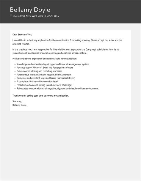 Consolidation And Reporting Cover Letter Velvet Jobs