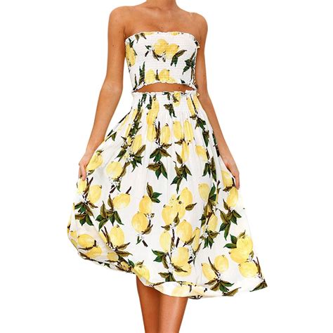 2020 boho new sexy women two piece set crop top long skirt floral printed bandeau strapless high