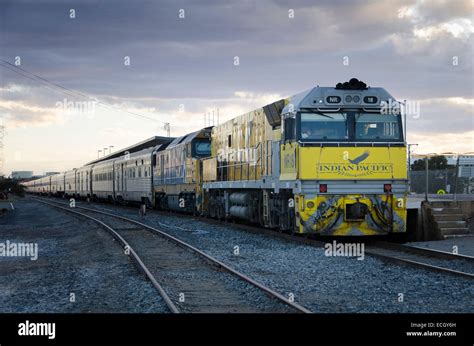 Indian Pacific Transcontinental Passenger Train At Broken Hill New