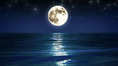 Blue Moon Above Ocean