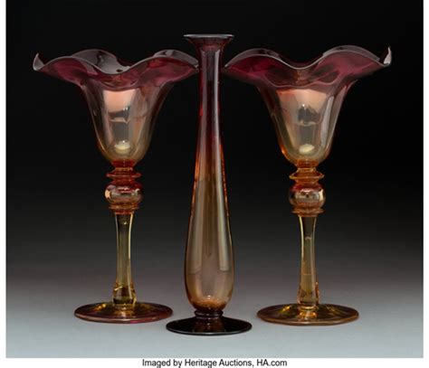 Three Libbey Amberina Glass Vases By Libbey Glass Company On Artnet