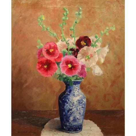 Zoia paints a vase of flowers in oils using the background landscape as a backdrop. Randall Vernon Davey Oil Painting Still Life Flowers in ...