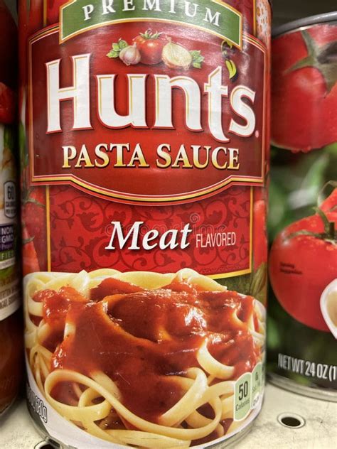 Spaghetti Sauce On A Grocery Retail Store Shelf Hunts Meat Editorial