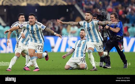 Argentinas Lionel Messi Falls To His Knees In Celebration After