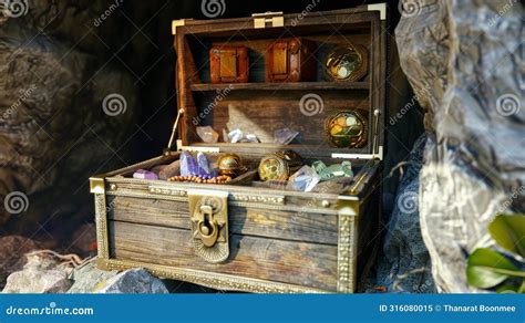 Pirate Treasure Chest Unveiled in Cave, Gleaming Jewels within