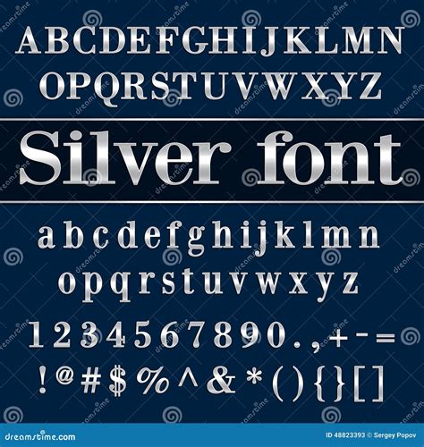 Vector Silver Coated Alphabet Letters And Digits Stock Vector