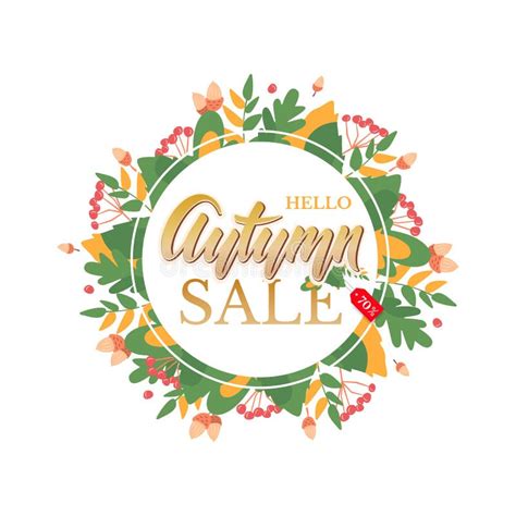 Trendy And Elegant Autumn Background With Lettering Hello Autumn Stock