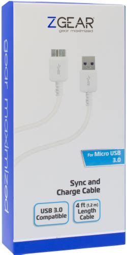 Zgear Usb To Micro Usb Data Transfer Cable White 1 Ct Fred Meyer