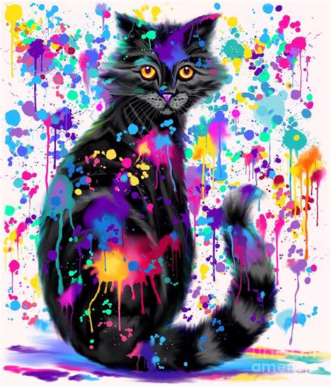 Paint With Colorful Cat Digital Art By Nick Gustafson Fine Art America