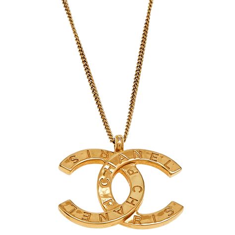Chanel Gold Tone Cc Pendant Necklace Chanel Tlc