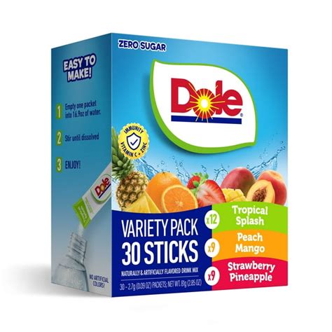 Dole Variety Pack On The Go Powdered Drink Mix 30 Count Packets 3