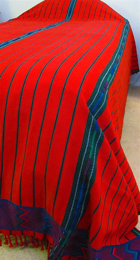 This kind of material is often used to make the 'cortes', a kind of traditional guatemalan skirt. Handmade, Fair Trade Red Zacualpa Bedspread & Two Matching ...