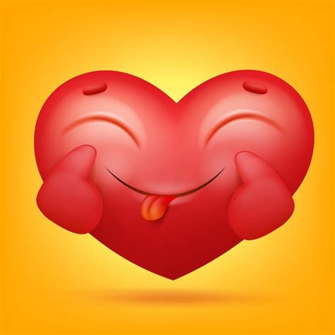 Icône De Personnage Smiley Emoji Coeur Dessin Animé Vecteur Premium