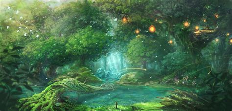 Free Download Original Anime Forest Landscape Wallpaper 1875x900 704137
