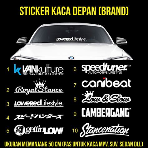 Jual Sticker Kaca Depan Mobil Brand Indonesiashopee Indonesia