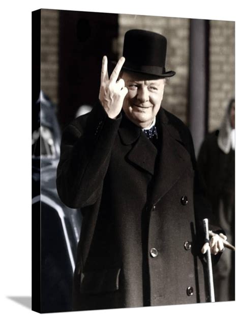 Winston Churchill Making His Famous V For Victory Sign 1942 Stretched