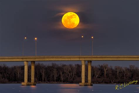 Super Moon Rising Over Sailboat Bridge On Grand Lake Oklahoma Grand