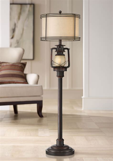 Barnes And Ivy Rustic Industrial Floor Lamp With Nightlight Glass 63