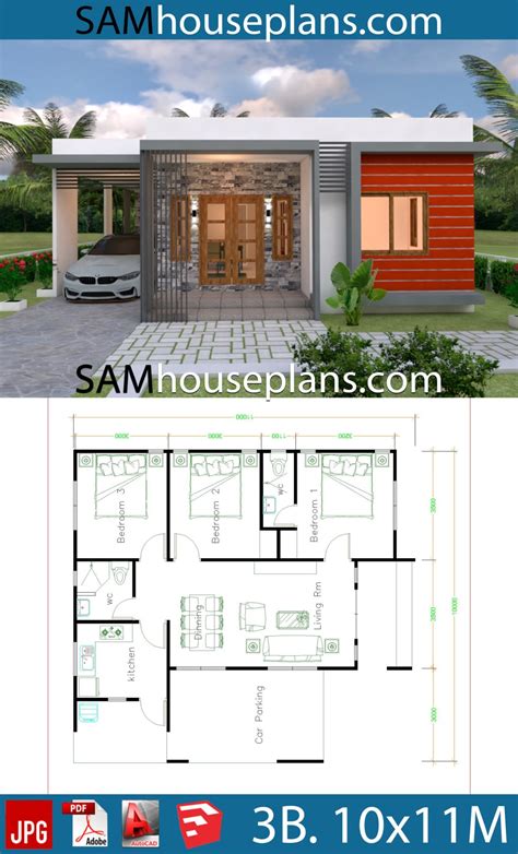 House Plans Idea 17x115m With 5 Bedrooms Sam House F25