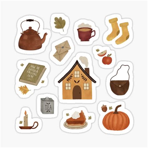 Stickers Autumn Aesthetic Sticker Sheet Craft Supplies And Tools Pe