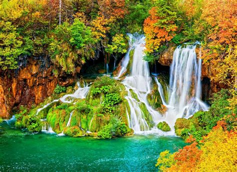 Autumn Waterfall Wallpaper And Background Image